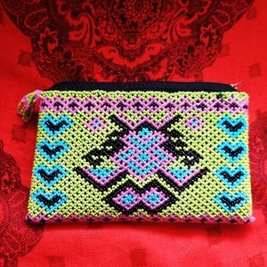 Beaded Aztec Wallet Purse Boho Turquoise
